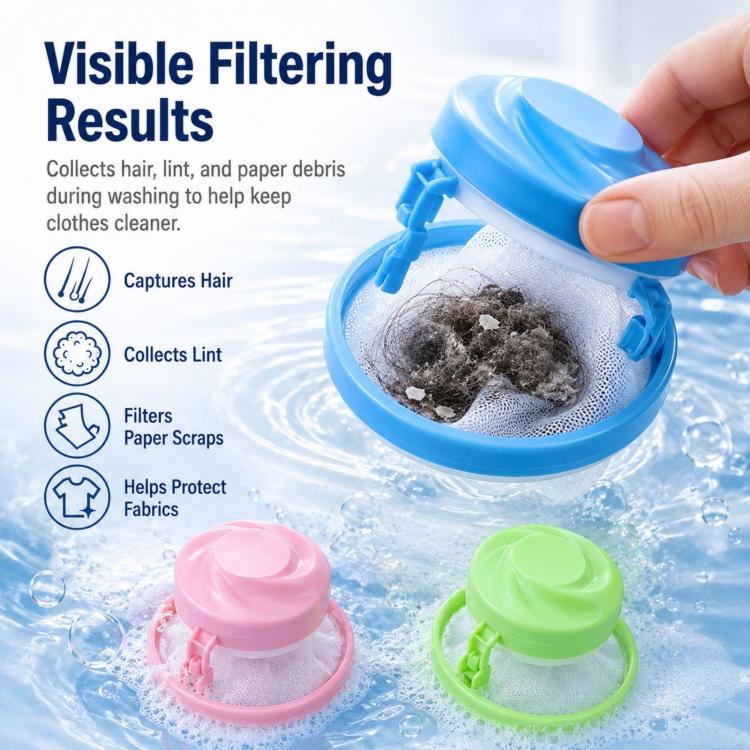 Filtro galleggiante per lanugine della lavatrice, sacchetto a rete per rimuovere i peli di animali domestici, riutilizzabile, per lavatrice.
