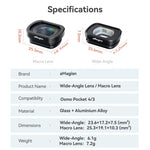 Filtro magnetico in vetro ottico per obiettivo DJI Osmo Pocket 4/3 con montatura in lega di alluminio., aMagisn Macro Lens 10X, aMagisn Wide Angle Lens 0.72X