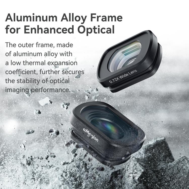 Filtro magnetico in vetro ottico per obiettivo DJI Osmo Pocket 4/3 con montatura in lega di alluminio., aMagisn Macro Lens 10X, aMagisn Wide Angle Lens 0.72X