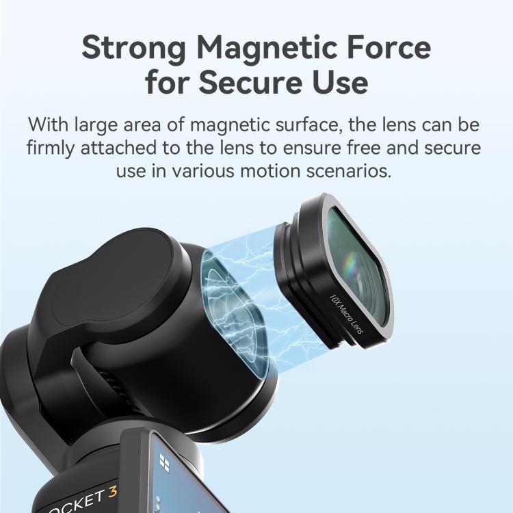 Filtro magnetico in vetro ottico per obiettivo DJI Osmo Pocket 4/3 con montatura in lega di alluminio., aMagisn Macro Lens 10X, aMagisn Wide Angle Lens 0.72X
