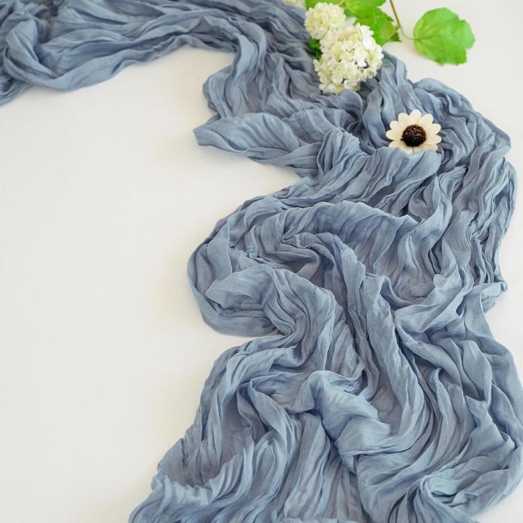 Runner da tavola in crepe, decorazione per matrimoni e feste, garza plissettata, 90x180cm