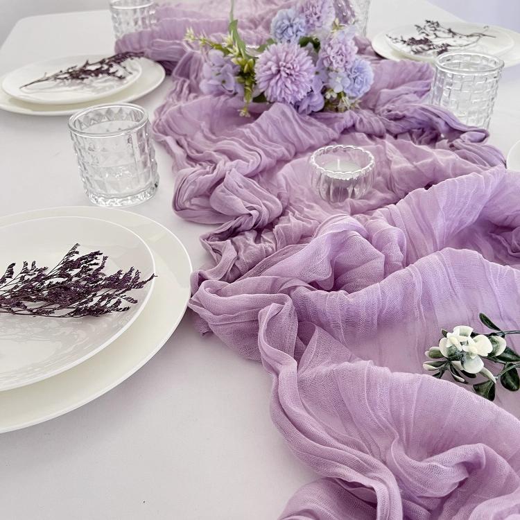 Runner da tavola in crepe, decorazione per matrimoni e feste, garza plissettata, 90x180cm