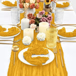 Runner da tavola in crepe, decorazione per matrimoni e feste, garza plissettata, 90x180cm