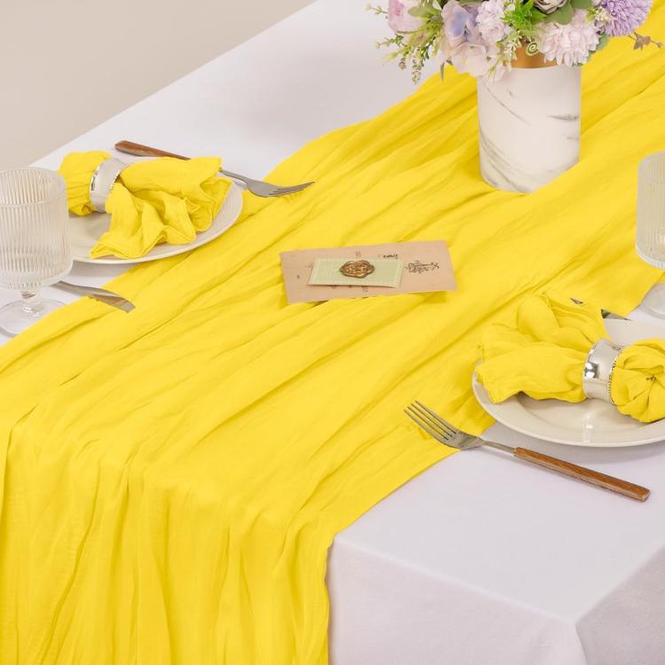 Runner da tavola in crepe, decorazione per matrimoni e feste, garza plissettata, 90x300cm