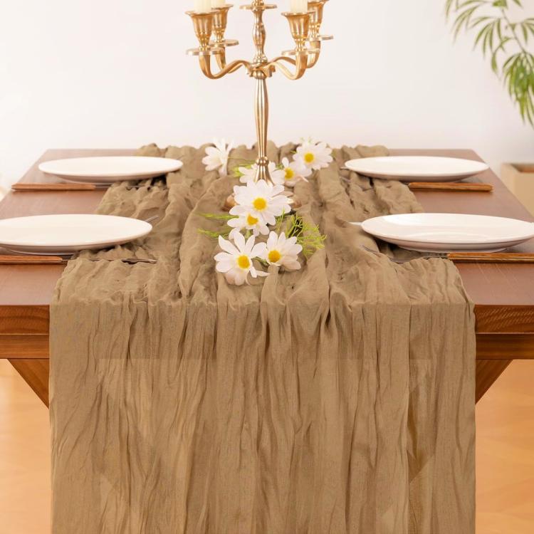 Runner da tavola in crepe, decorazione per matrimoni e feste, garza plissettata, 90x300cm