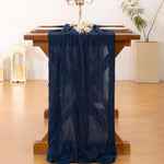 Runner da tavola in crepe, decorazione per matrimoni e feste, garza plissettata, 90x300cm