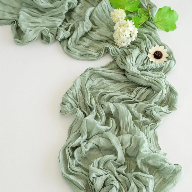 Runner da tavola in crepe, decorazione per matrimoni e feste, garza plissettata, 90x400cm
