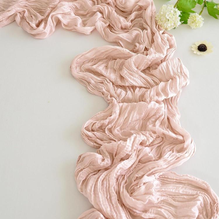 Runner da tavola in crepe, decorazione per matrimoni e feste, garza plissettata, 90x400cm