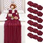 Runner da tavola in crepe, decorazione per matrimoni e feste, garza plissettata, 90x400cm