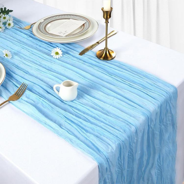 Runner da tavola in crepe, decorazione per matrimoni e feste, garza plissettata, 90x400cm
