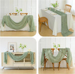 Runner da tavola in crepe, decorazione per matrimoni e feste, garza plissettata, 90x400cm