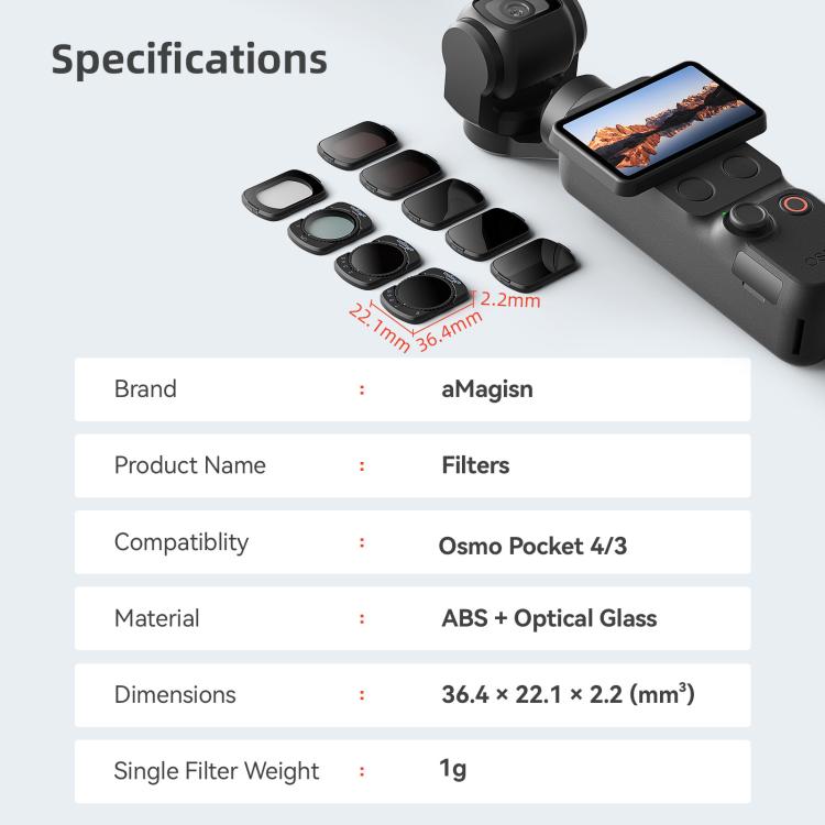 Filtro magnetico per obiettivo DJI Osmo Pocket 4/3 con filtri