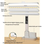 Lampada da scrivania a LED portatile Xiawule con display dell'ora e portapenne, dimmerabile, delicata sugli occhi, ideale per leggere e fare i compiti., 1500mAh, 1800mAh