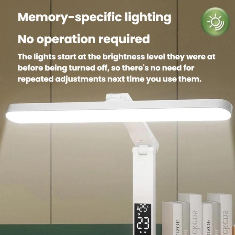 Lampada da scrivania a LED portatile Xiawule con display dell'ora e portapenne, dimmerabile, delicata sugli occhi, ideale per leggere e fare i compiti., 1500mAh, 1800mAh