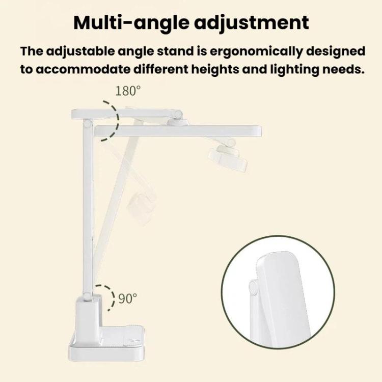 Lampada da scrivania a LED portatile Xiawule con display dell'ora e portapenne, dimmerabile, delicata sugli occhi, ideale per leggere e fare i compiti., 1500mAh, 1800mAh