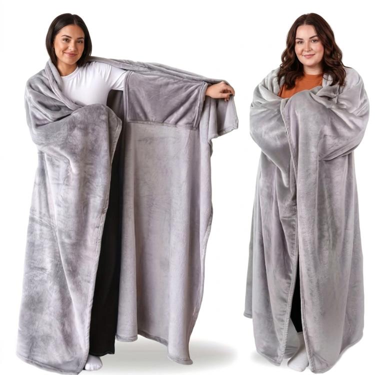 Coperta calda da ufficio/casa con maniche, ideale come capospalla., 177x154cm