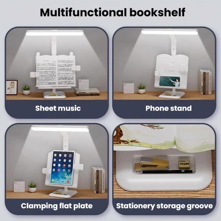 Lampada da scrivania multifunzionale Xiawule con ripiano, luce a LED regolabile per la lettura in camera da letto, ideale per la cura degli occhi.