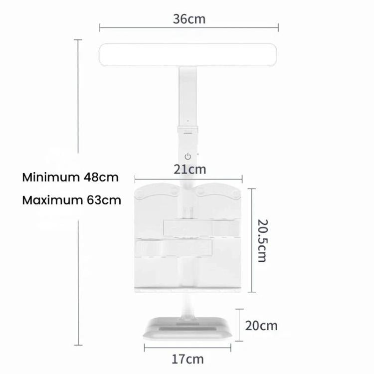 Lampada da scrivania multifunzionale Xiawule con ripiano, luce a LED regolabile per la lettura in camera da letto, ideale per la cura degli occhi.