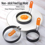 LsCook Padella per uova rotonda da 10 cm in acciaio inossidabile con manico in silicone resistente al calore e stampo antiaderente rinforzato