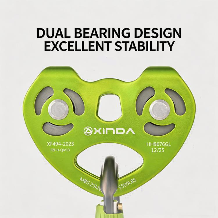 XINDA Carrucola doppia a carrello 5kN/5500lbs Carrucola per zip line a forma di cuore per impieghi gravosi Carrucola tandem per arrampicata e soccorso