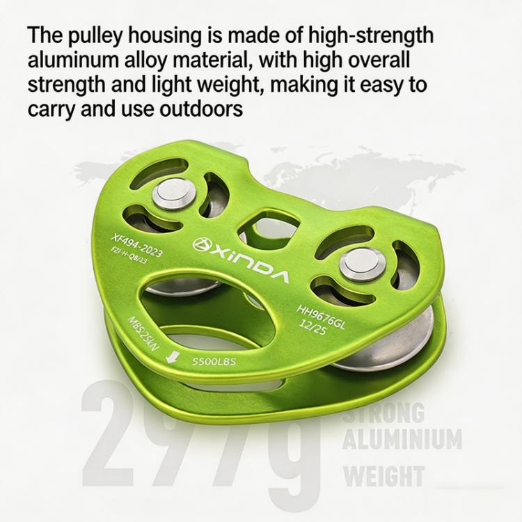 XINDA Carrucola doppia a carrello 5kN/5500lbs Carrucola per zip line a forma di cuore per impieghi gravosi Carrucola tandem per arrampicata e soccorso