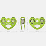 XINDA Carrucola doppia a carrello 5kN/5500lbs Carrucola per zip line a forma di cuore per impieghi gravosi Carrucola tandem per arrampicata e soccorso