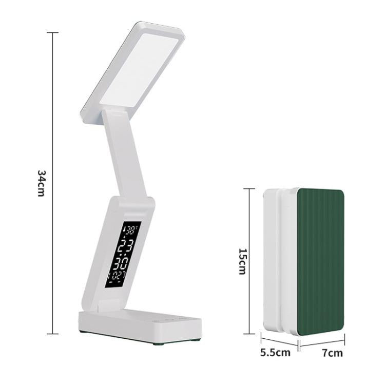 Lampada da scrivania pieghevole con orologio digitale intelligente ricaricabile Xiabule, luce da lettura per comodino che protegge gli occhi.