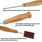 Set di 7 pezzi LsCook in acciaio inox 304: coltello per rifilare il pane, coltello per dividere l'impasto, coltello curvo con manico in legno.