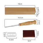 Set di 7 pezzi LsCook in acciaio inox 304: coltello per rifilare il pane, coltello per dividere l'impasto, coltello curvo con manico in legno.