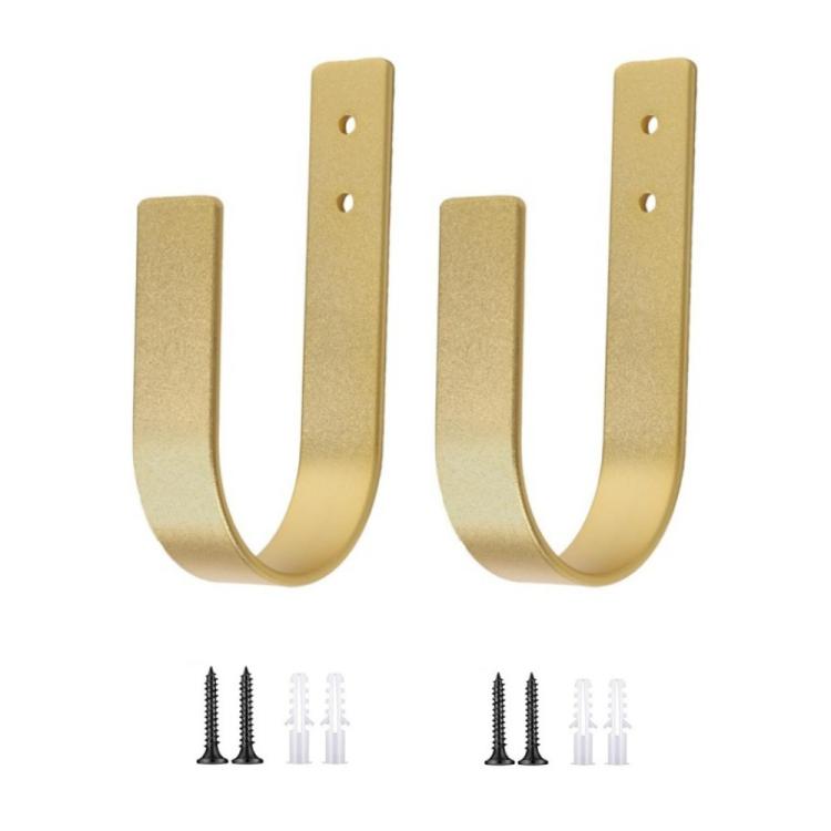 2 ganci metallici a forma di U da parete per appendere tende, 2pcs Gold