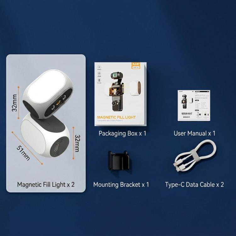 Luce di riempimento magnetica per DJI Osmo Pocket 4/3, 3 modalità di colore, portatile e ricaricabile, per vlog e video., 2pcs /Pack