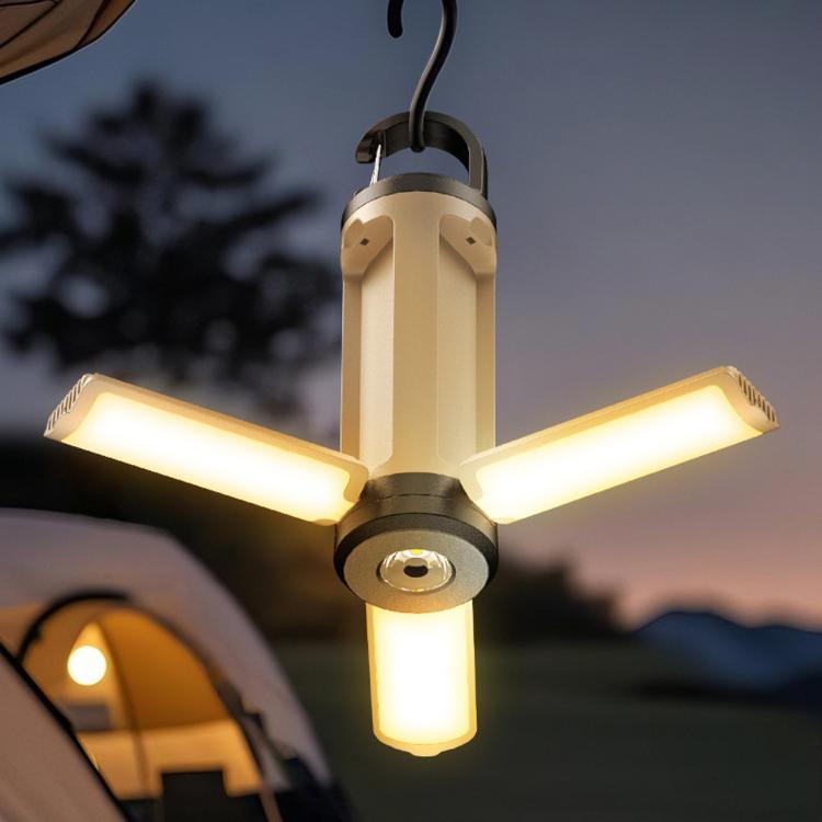 Lampada da campeggio pieghevole multifunzionale, luce LED per tenda da esterno con gancio, 3-leaf, 4-leaf