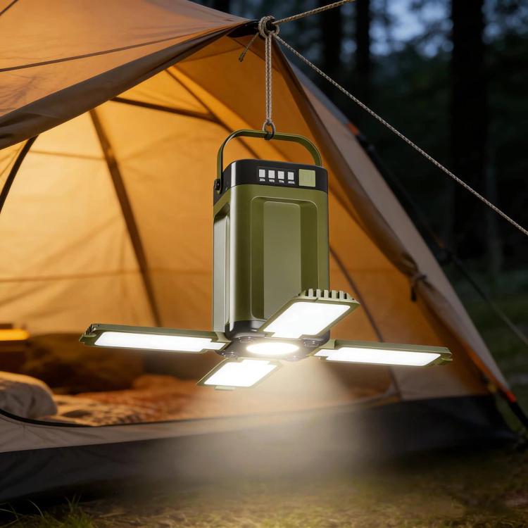 Lampada da campeggio pieghevole multifunzionale, luce LED per tenda da esterno con gancio, 3-leaf, 4-leaf