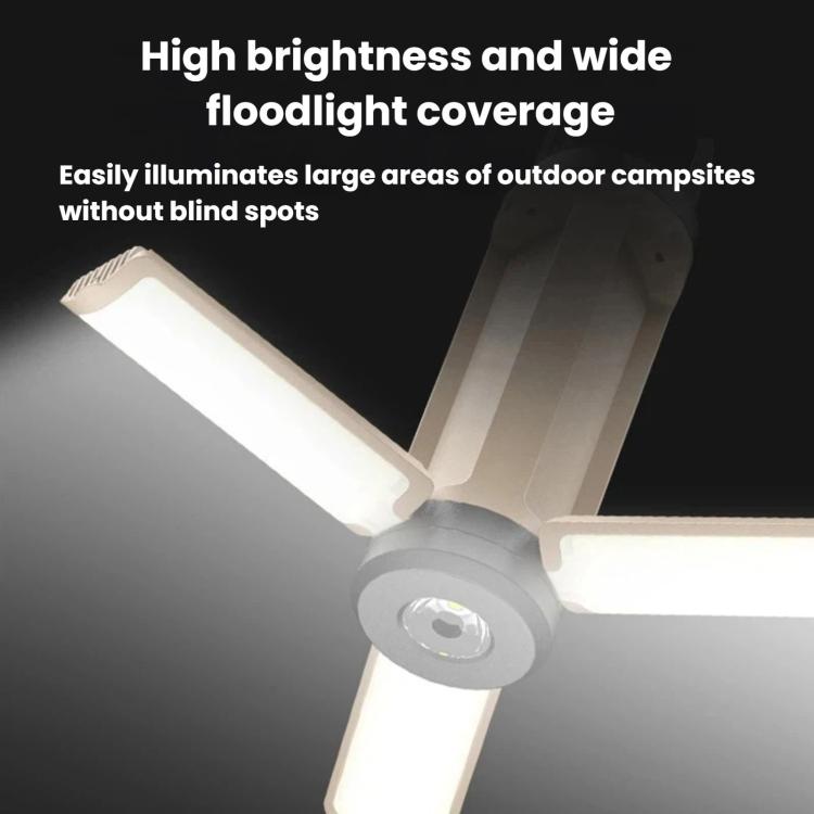 Lampada da campeggio pieghevole multifunzionale, luce LED per tenda da esterno con gancio, 3-leaf, 4-leaf