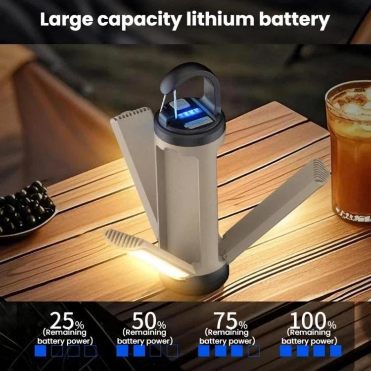 Lampada da campeggio pieghevole multifunzionale, luce LED per tenda da esterno con gancio, 3-leaf, 4-leaf