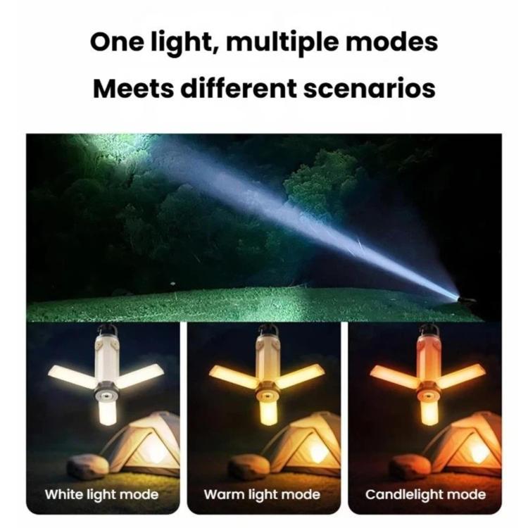 Lampada da campeggio pieghevole multifunzionale, luce LED per tenda da esterno con gancio, 3-leaf, 4-leaf
