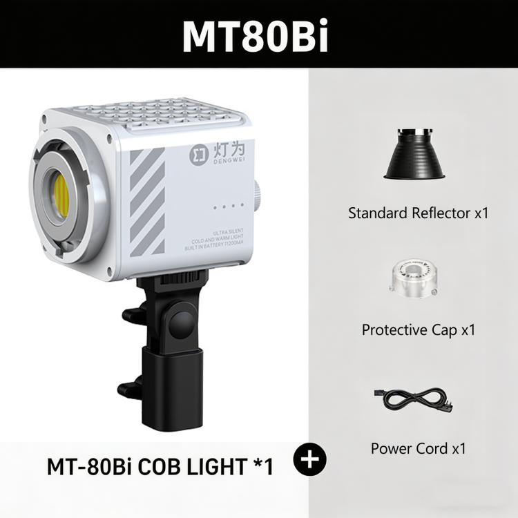 DENGWEI MT-80Bi Luce video COB da 80W, bicolore LED 2700K-6500K, illuminazione continua, CRI 96+, luce da studio, EU Plug, US Plug, UK Plug