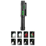 Penna multifunzione con doppia clip magnetica e torcia integrata, ideale per ispezioni e lavori all'aperto.