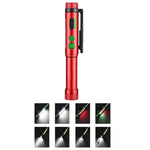 Penna multifunzione con doppia clip magnetica e torcia integrata, ideale per ispezioni e lavori all'aperto.