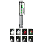 Penna multifunzione con doppia clip magnetica e torcia integrata, ideale per ispezioni e lavori all'aperto.