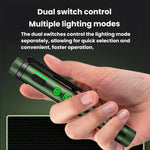 Penna multifunzione con doppia clip magnetica e torcia integrata, ideale per ispezioni e lavori all'aperto.