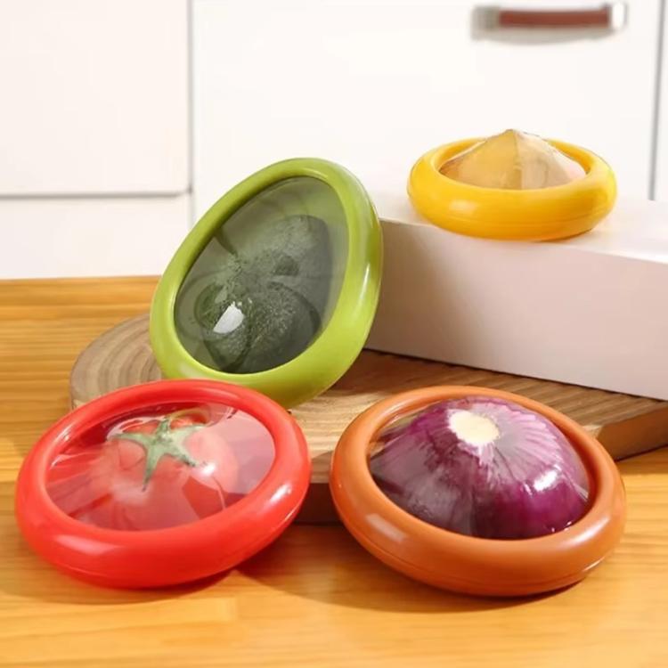 Contenitore per frutta con pellicola in silicone sigillante, mini scatola per frigorifero, LsCook 4-Piece Set