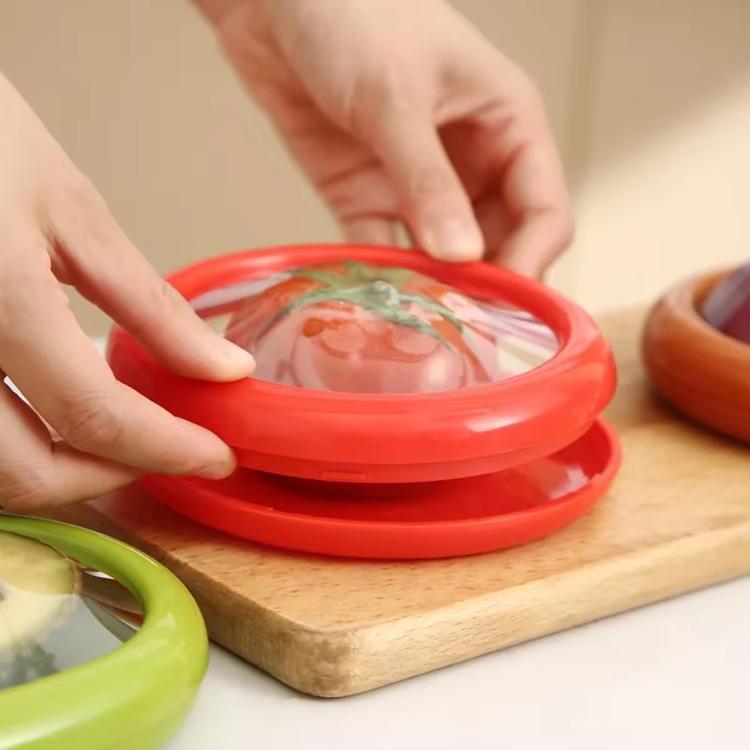Contenitore per frutta con pellicola in silicone sigillante, mini scatola per frigorifero, LsCook 4-Piece Set