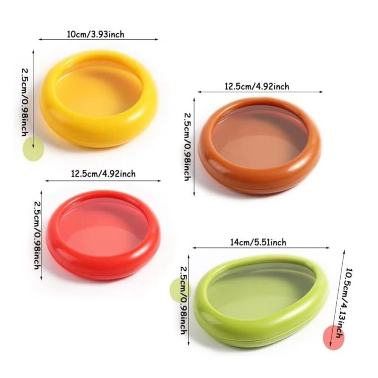 Contenitore per frutta con pellicola in silicone sigillante, mini scatola per frigorifero, LsCook 4-Piece Set