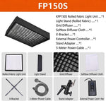 DENGWEI FP150S Luce video a LED arrotolabile da 150 W con griglia, pannello luminoso a LED flessibile bicolore da 2700K a 6500K, EU Plug, US Plug, UK Plug