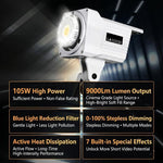 DENGWEI LA100Bi Luce video a LED COB da 100 W, illuminazione a emissione continua per live streaming, luce da studio bicolore 2700K-6500K, EU Plug, US Plug, UK Plug