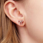 Orecchini a lobo Sweet Bow in argento sterling S925 con zirconi colorati