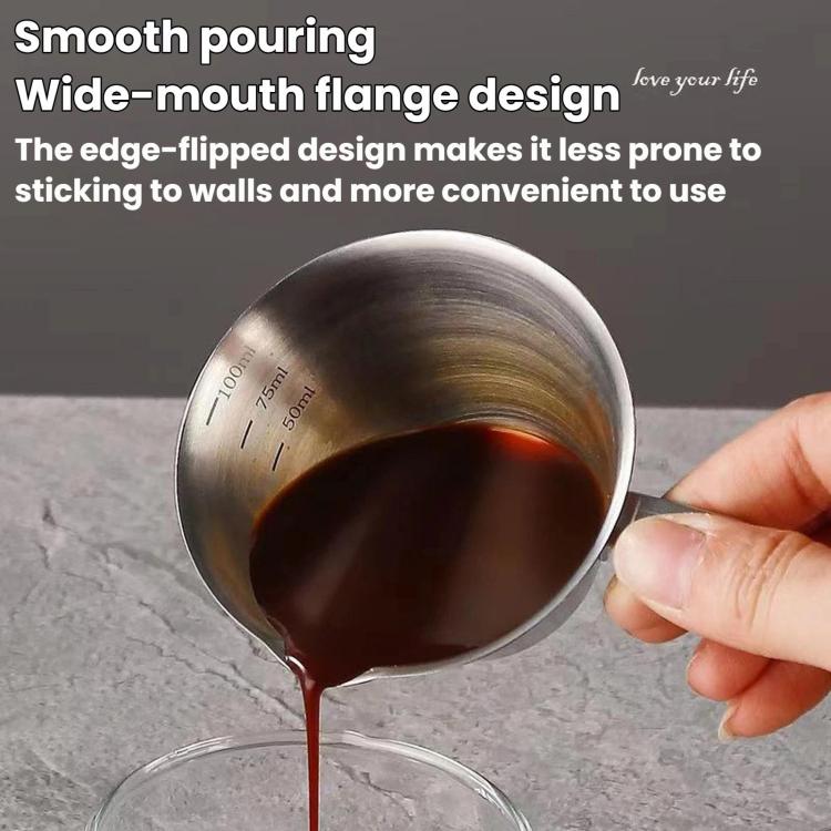 Tazza da caffè LsCook in acciaio inox 304 spesso da 100 ml con tacche di misurazione.
