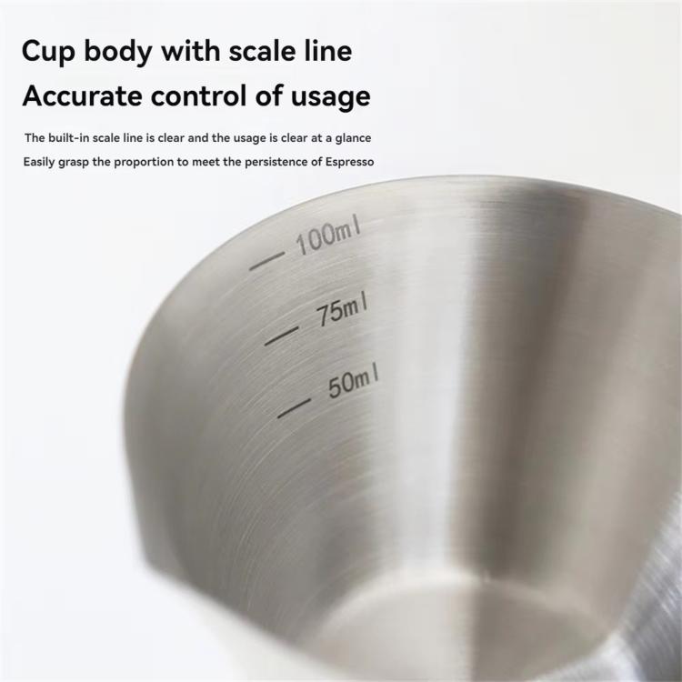 Tazza da caffè LsCook in acciaio inox 304 spesso da 100 ml con tacche di misurazione.