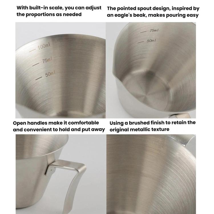 Tazza da caffè LsCook in acciaio inox 304 spesso da 100 ml con tacche di misurazione.